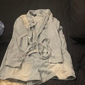 Vici Light Blue Denim Romper